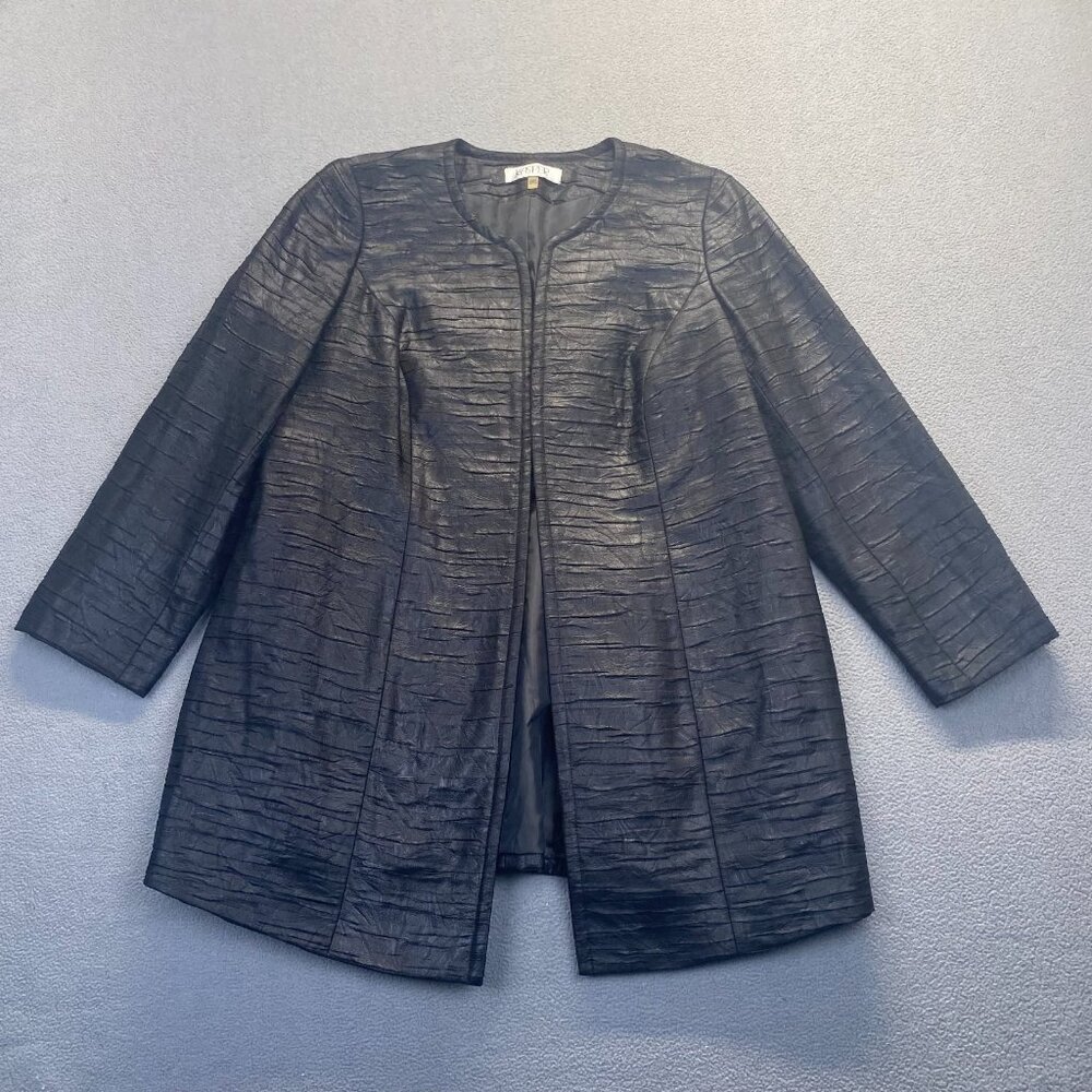 Casper Black Designer Open Front Jacket Size 14W,Lined,Outdoor,Casual,Preppy